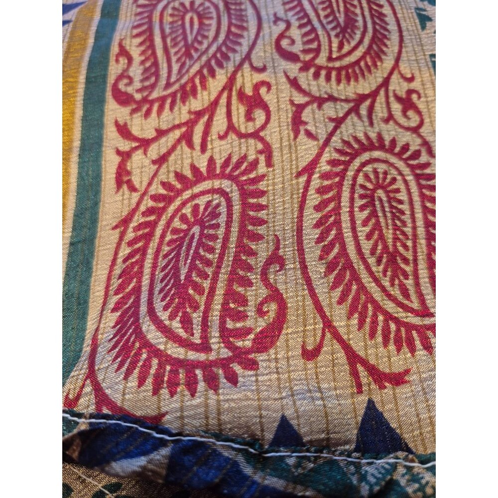 Reversible Boho Floral & Paisley Wrap Skirt Adjustable Tie Waist Multi-Color - Picture 6 of 12